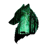 creative sunscreen waterproof car stickers decor motorcycle decals two wolves in the forest decorative accessoriespvc16cm12cm
