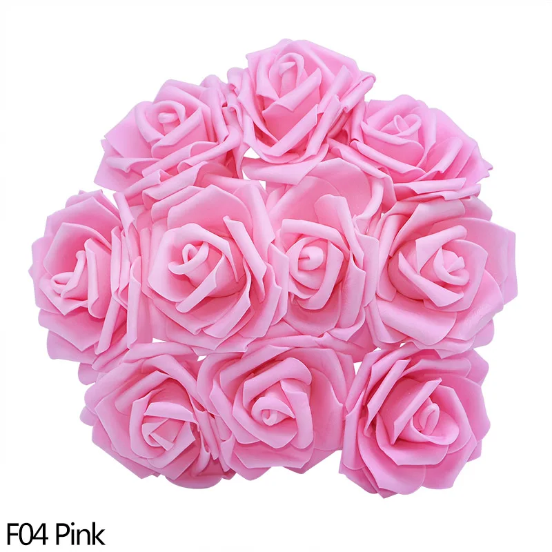 F04 pink 10 шт., 8 см, искусственные розы из пенополистирола, для свадьбы, моста, букета, дома, сада, вечерние украшения, сделай сам, венки, товары для рукоделия - Цвет: F04 pink