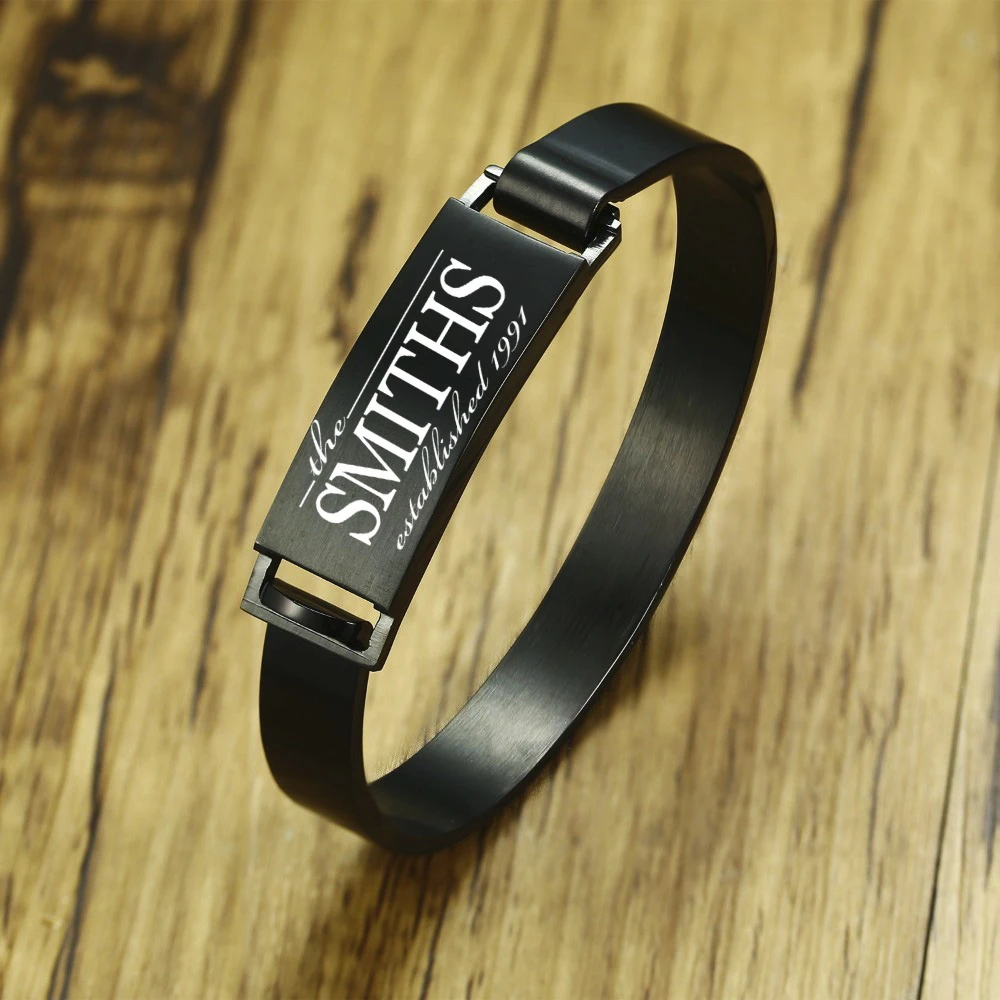 Мужской браслет-манжеты из прочной нержавеющей стали 14 мм с индивидуальным