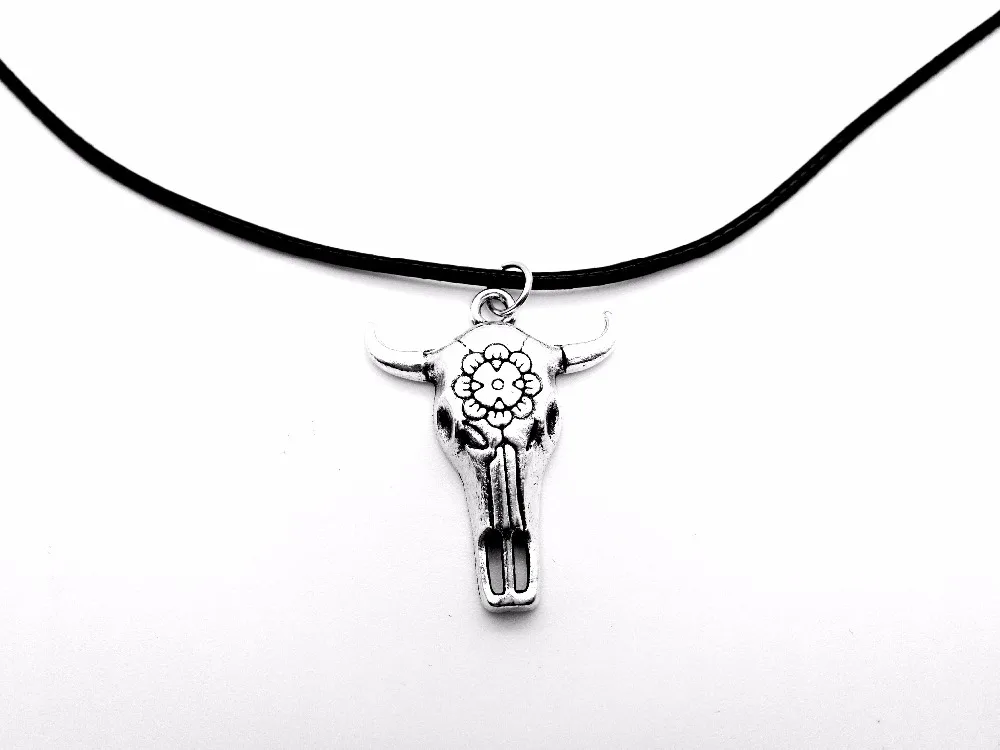 Викинги скелет череп голова руля ожерелье очарование кулон животное Телец