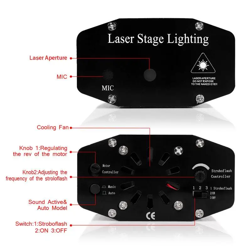 Светодиодный лазерный проектор Lazer дискотечный свет Dj Голосовая активация для