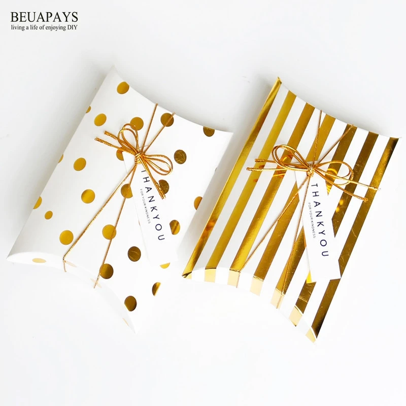 100 шт. золотая коробка для конфет с тиснением волнистая Подушка биркой