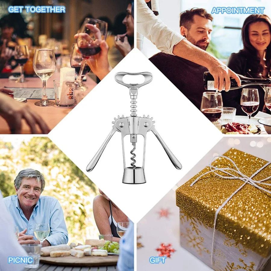 

Silver Wing-Shaped Corkscrew Decanter Corkscrew Pourer Paper Cutter Paper Cutter Fresh Keep Wine Set Holiday Banquet Gift