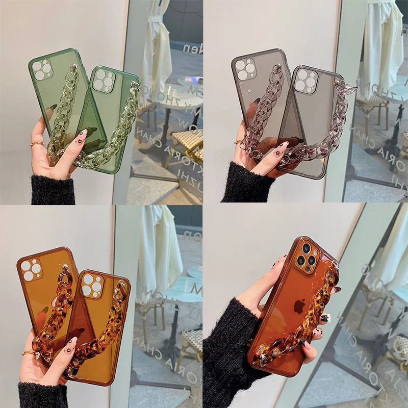 

Acrylic Chain Bracelet Phone Case for IPhone 12Mini XR X XS Max 7 8 Plus 11 13 Pro Max SE 2020 TPU Clear Shock Proof Back Cover