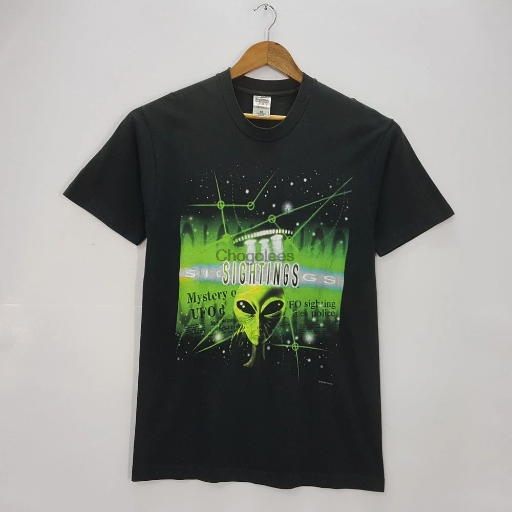 Винтажная футболка в стиле 90-х с изображением инопланетянина | Мужская одежда