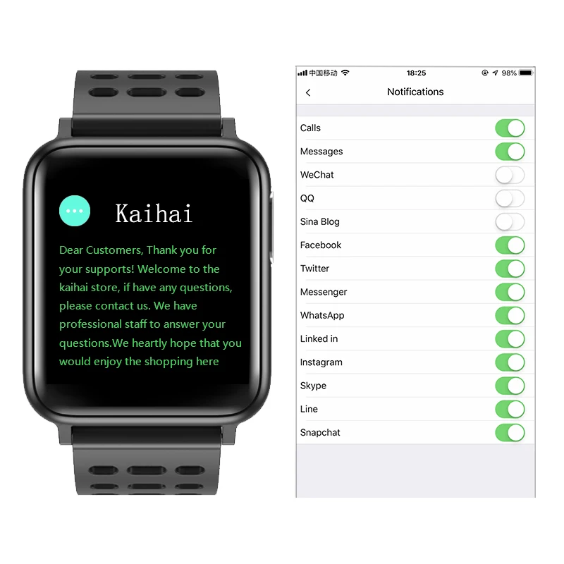 KAIHAI ЭКГ SpO2 активности Фитнес трекер здоровье smart watch измерять кровяное давление с