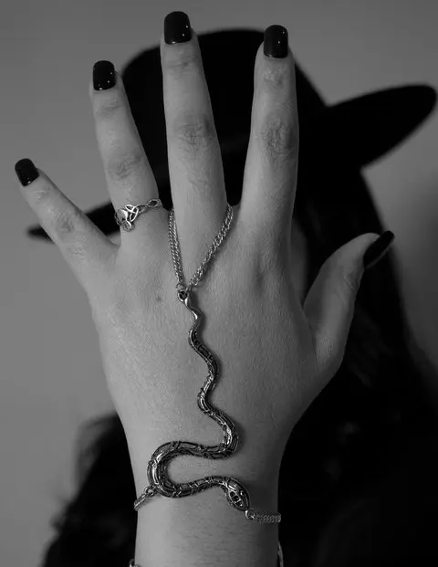 

Serpente Hand Chain Bracelet/Punk/Metal Snake /witchstyle Witches jewelry