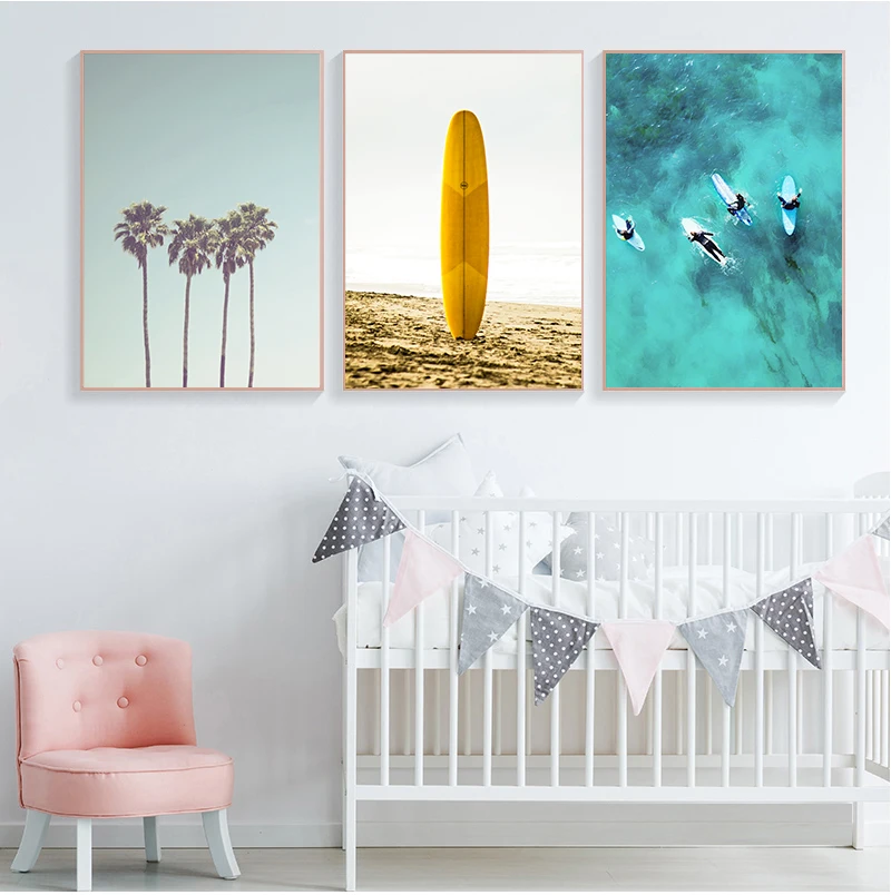 

California Print Set Surf Wall Art Canvas Painting Beach Posters Surfboard Prints Coastal Decor Paintings for Living Room Wall