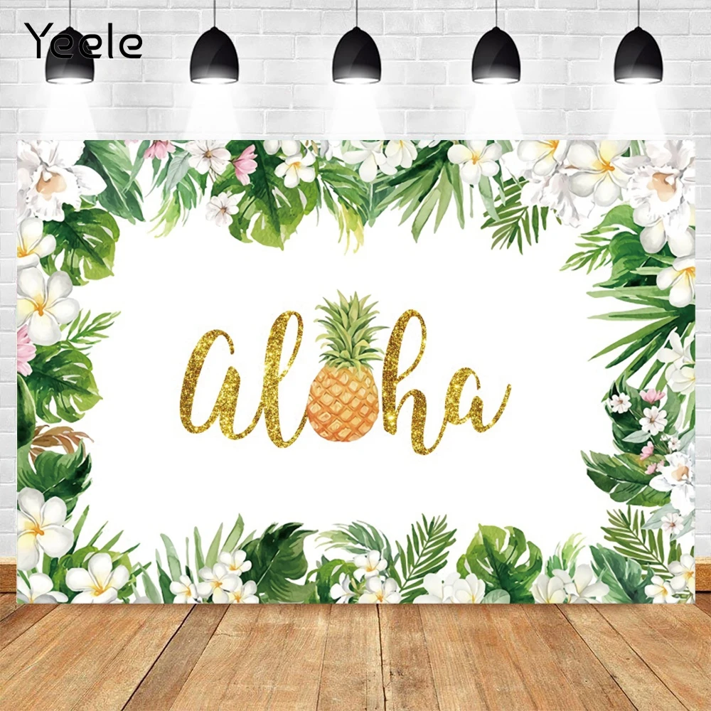 

Yeele Aloha Summer Tropical Beach Party Leaves Pineapple Baby Birthday Photography Backdrops Vinyl Photo Background Photophone