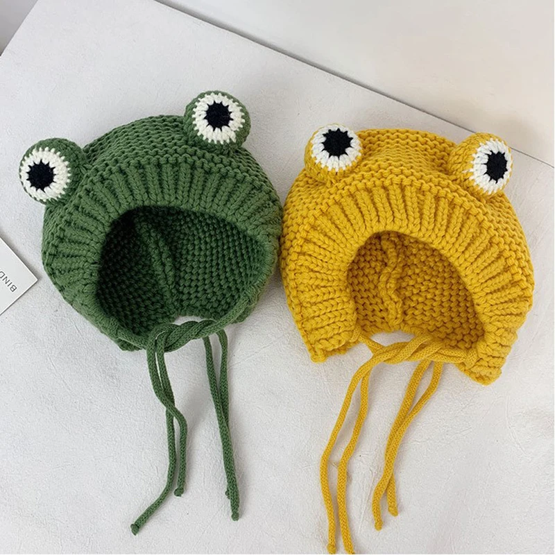 

Crochet Knitted Hat Winter Cute Women Frog Hat Costume Beanie Hats Cap Women Gift Hip-hop Cap Party Photography Prop