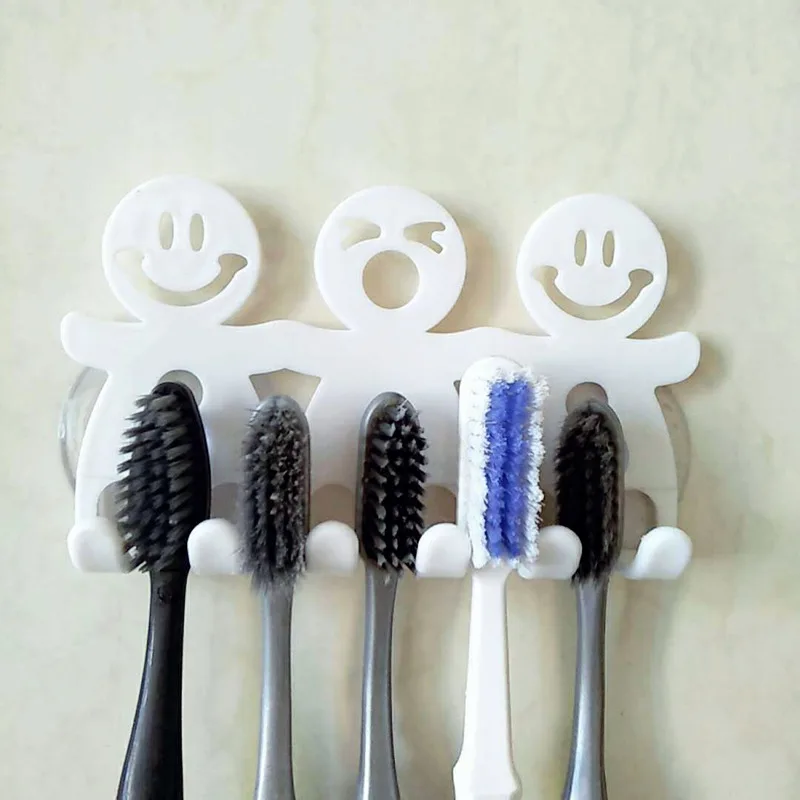 Держатель зубной щетки на присоске с милым дизайном смайлика модный 5