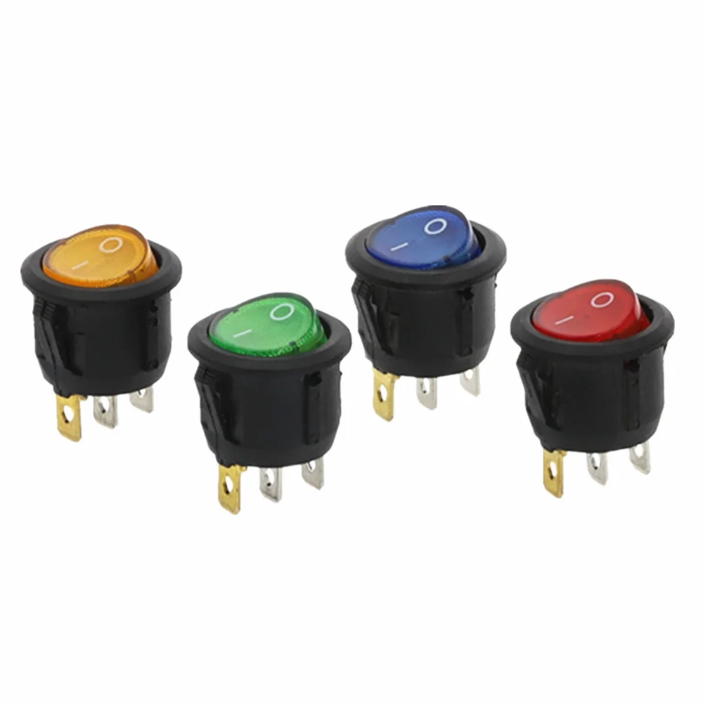 

KCD1 23MM Round Rocker Switch 2/3Pin ON-OFF-ON 2/3 Position 6A/250VAC 10A/125VAC SPST LED Car Push Button Switch With Light