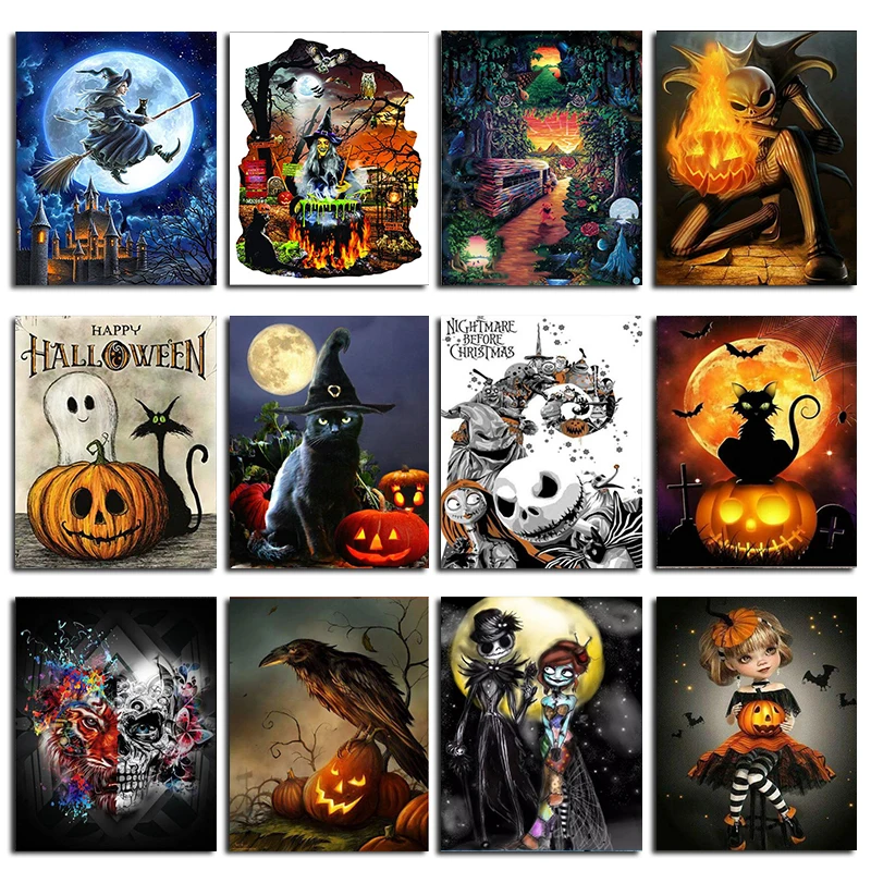 5D Diy алмазная живопись крест на Хэллоуин стежок осень ведьма Тыква рукоделие