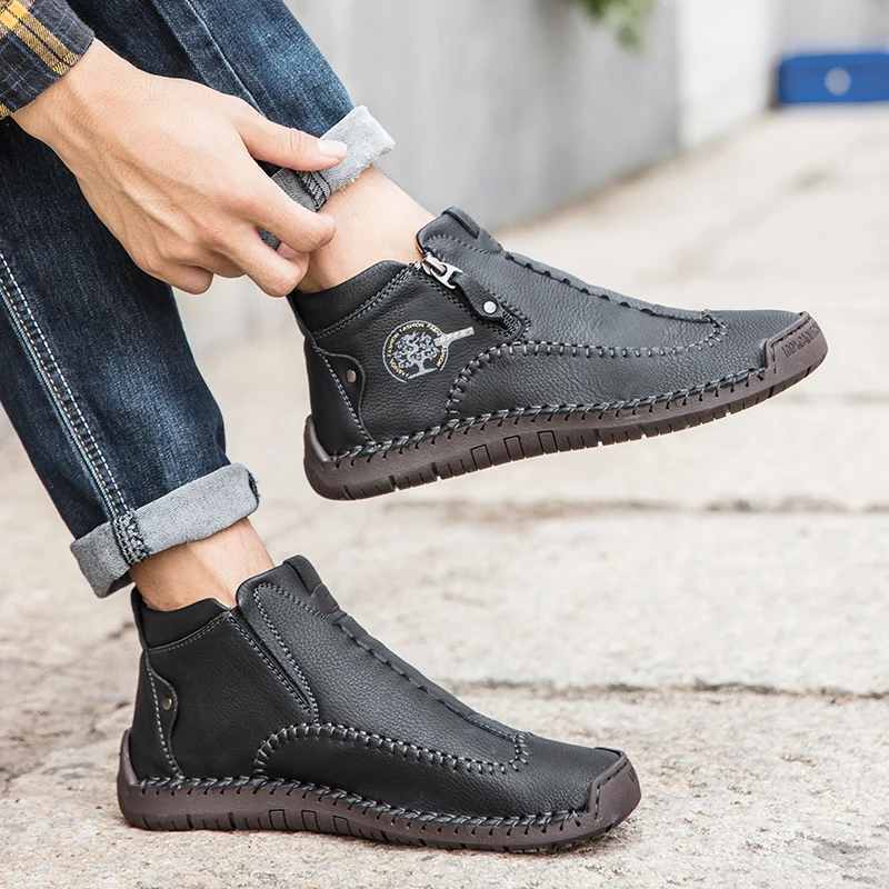 Брендовые мужские кожаные ботинки Удобные зимние Сезон осень-зима Молодежная