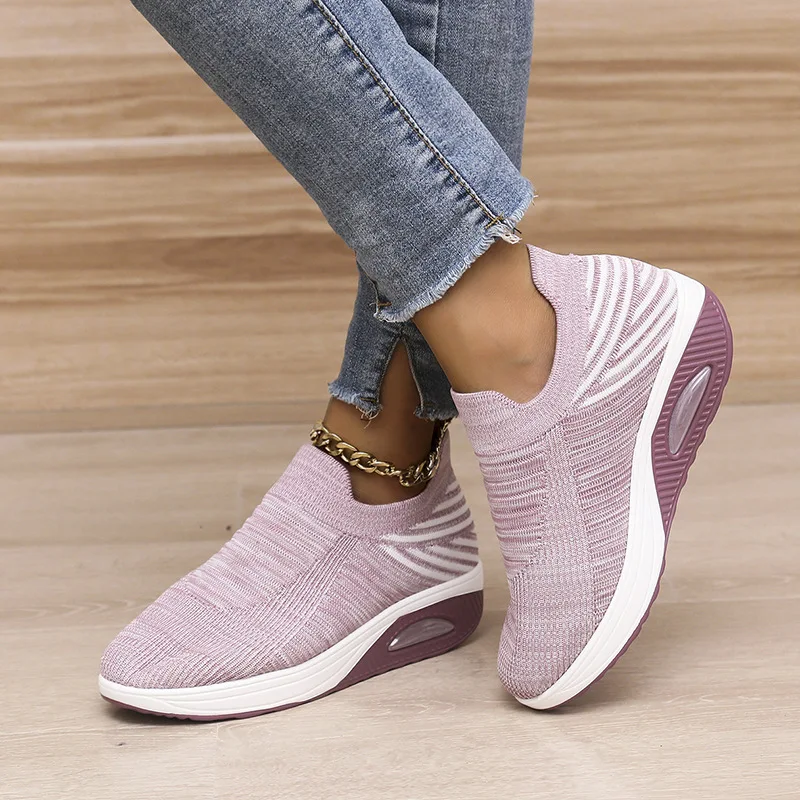 Zapatos Para Mujer 2022 Stretch Fabric Breathable Platform Shoes for Woman Sneakers Loafers Slip-on Flat Platform Women Shoes