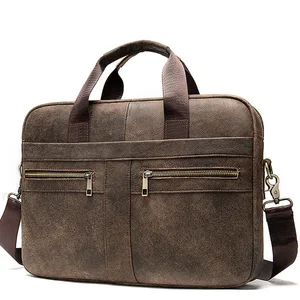 Мужской портфель из натуральной кожи, с ручками сверху