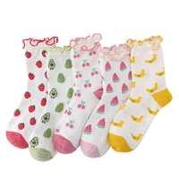 fungus curling socks womens tube socks summer and autumn cute fruit stockings japanese and korean cartoon cotton womens socks