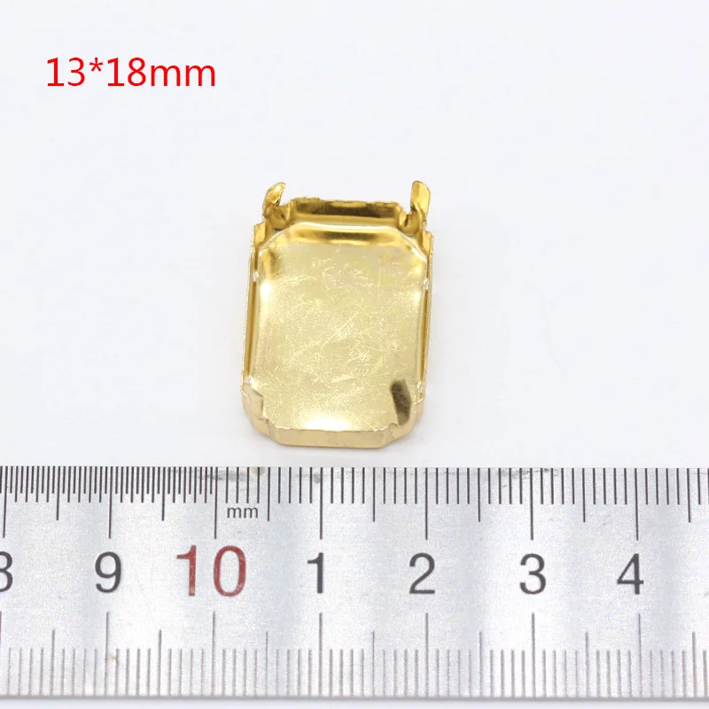 18x27mm rectangle 30p All shape&size Empty Base Setting Gold plated Blank Claw For Holder jewels stones Stitch On Sew On Crystal Glass Rhinestones - Цвет: 18x27mm rectangle