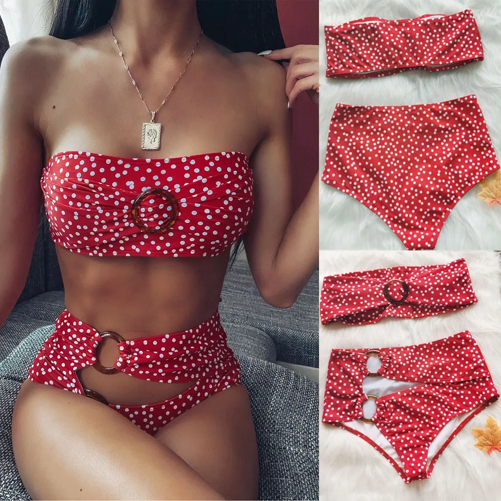 # H40 2 шт бандажный купальник бикини пуш ап купальники Для женщин с высокой талией