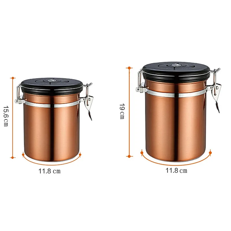 

Stainless Steel Sealed Jar Coffee Powder Sugar Jar Rack Kitchen Coffee Beans Storage Bottle Can Airtight Sealed Jar