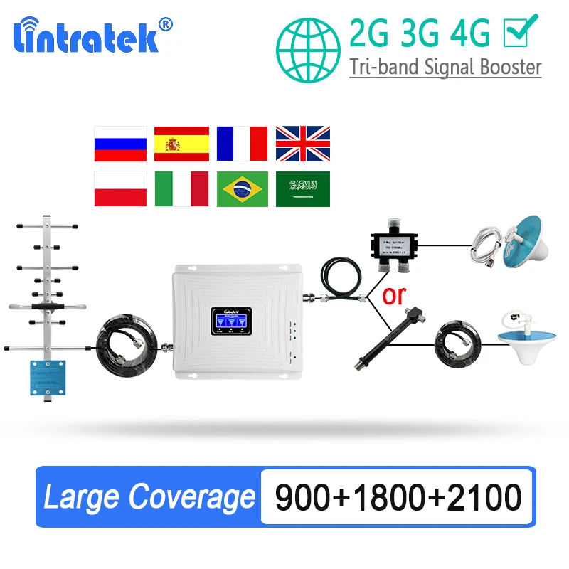 

GSM 2G 3G 4G усилитель сигнала Lintratek 900 LTE 1800 2100 сотовый усилитель ретранслятор интернет-вызов скорость высокий коэффициент усиления большой охва...
