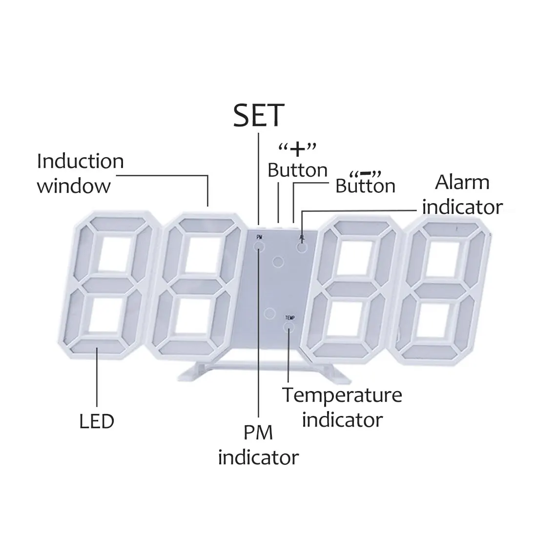 

Modern Design 3D Large Wall Clock LED Digital USB Electronic Clocks On The Wall Luminous Alarm Table Clock Desktop Home Decorat
