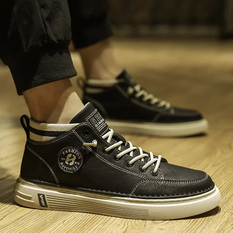 

New Arrival Casual Shoes Male High Top Men Casual Original Shoes Fashion Walking Shoes For Mens Leather Casual Adult Sneakers