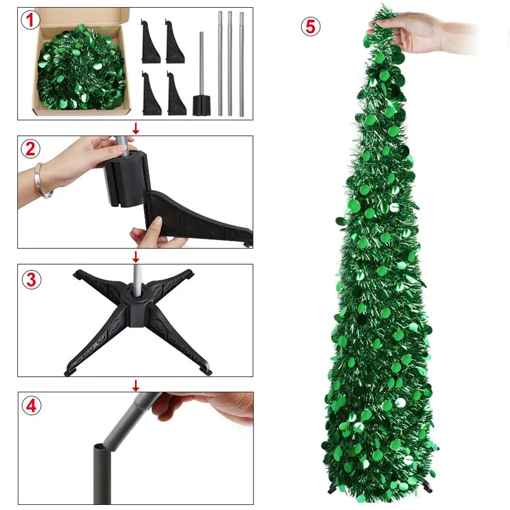 OurWarm 5ft мишура всплывающая елка искусственная Складная Рождественская