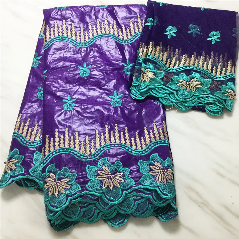 

African Lace Fabrics Embroidery Beads Bazin Fabric High Quality Bazin Riche Getzner For 7 yards sets wedding Sewing dress BL309