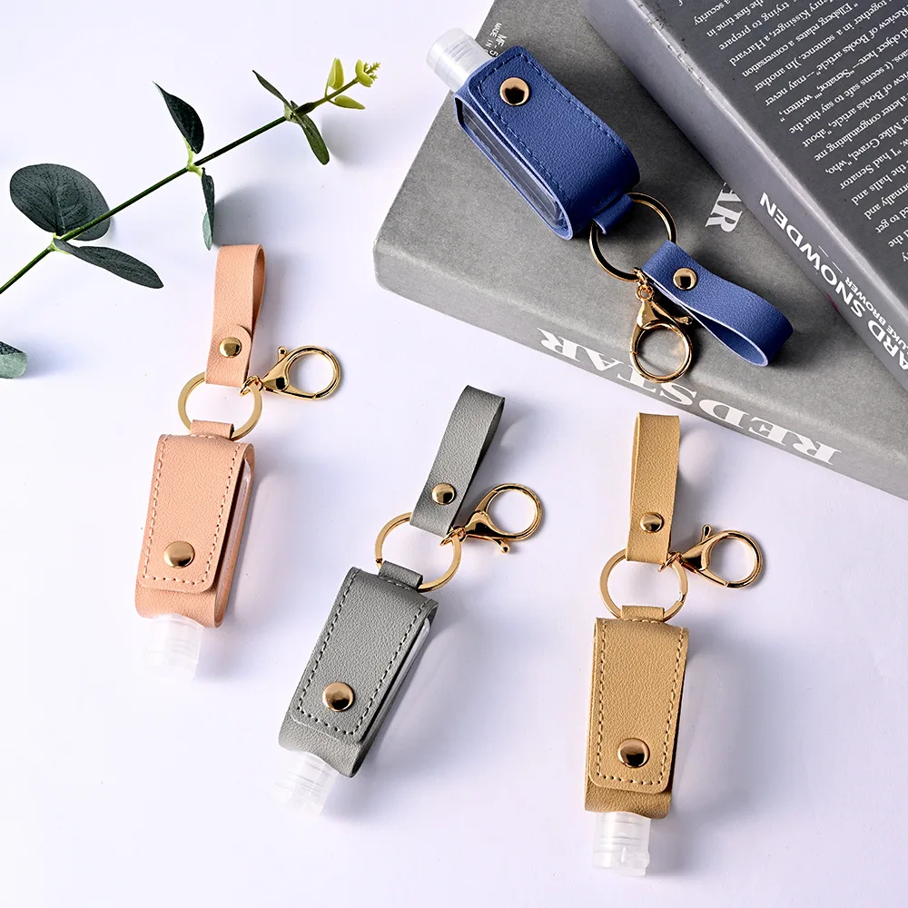 Дезинфицирующее средство для рук дорожная бутылка кожаный брелок ключей