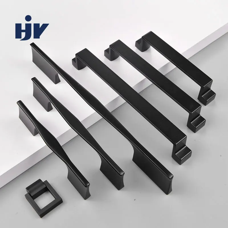 Черная мебель ручка для шкафа Кухня ручки ящика Тянет цинковый сплав Capboard ручек