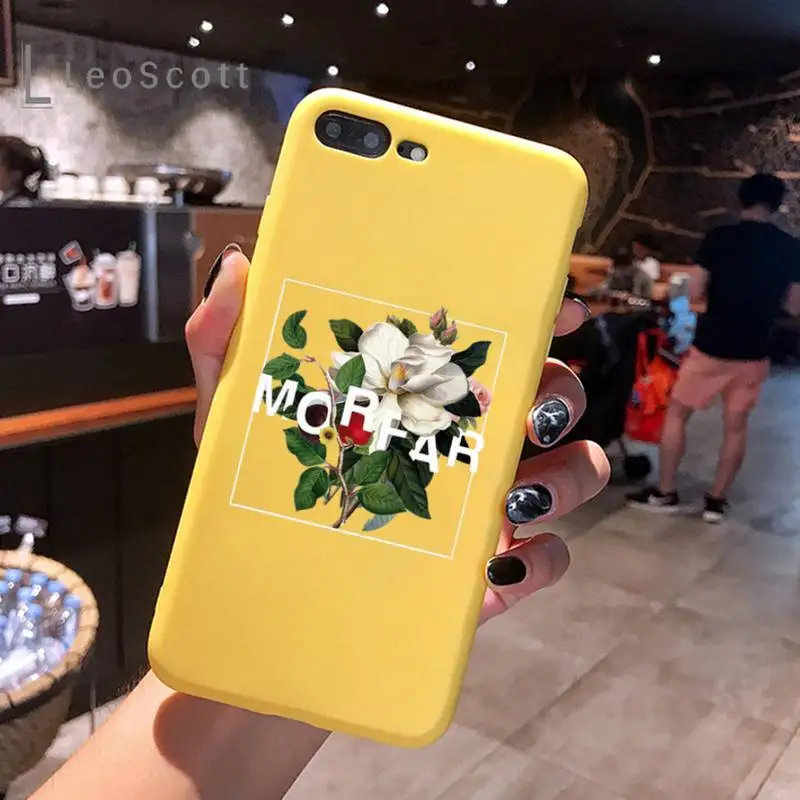 

Flower text art Phone Case Yellow Candy Color for iPhone 6 7 8 11 12 s mini pro X XS XR MAX Plus