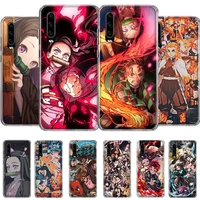 anime kimetsu no yaiba demon slayer phone case for huawei p50 p40 p30 p20 p10 pro mate 40 30 20 10 pro lite cover soft coque tpu