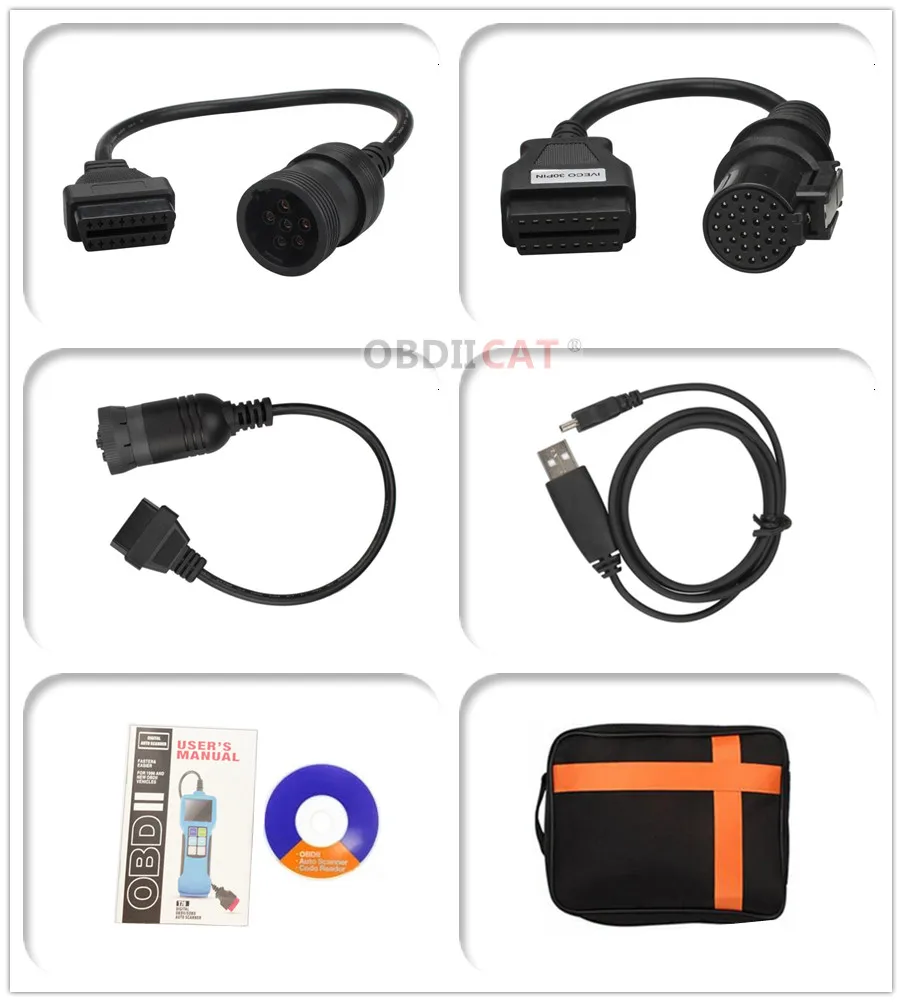 OBDIICAT T71 считыватель кодов для тяжелых грузовиков и автобусов OBD2 с J1939 J1587 1708
