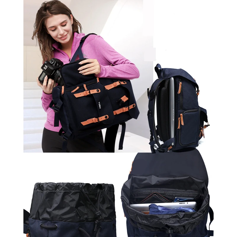 Leather retro micro single Camera bag shoulder large capacity digital SLR bag TUBU 6033 casual portable backpack