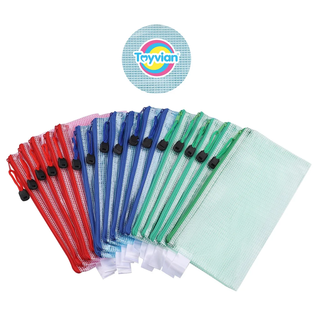 

Toyvian 16pcs A6 Zipper File Bags Contract Storage Bag Transparent Mesh File Bags Documents Organizer Pouch File Folder (Random