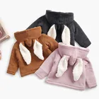 Зимняя куртка для маленьких девочек, детская флисовая ветровка с заячьими ушками для мальчиков, теплый вязаный свитер, Детское пальто, NA027