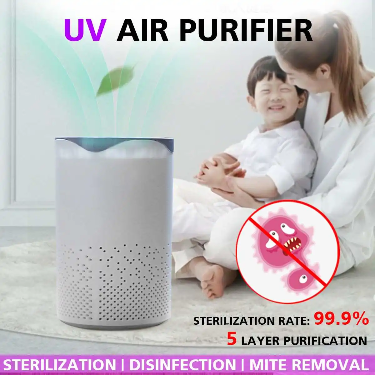 

Antiviral UV Air Purifier Filter Air Cleaner Fresh Ozone Home Bedroom auto Smoke formaldehyde sterilizer Smart No Radiation