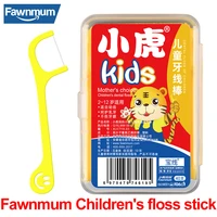 fawnmum40 pcs childrens dental floss picks dental floss hygiene plastic toothpicks with thread teeth cleaning tooth pick care