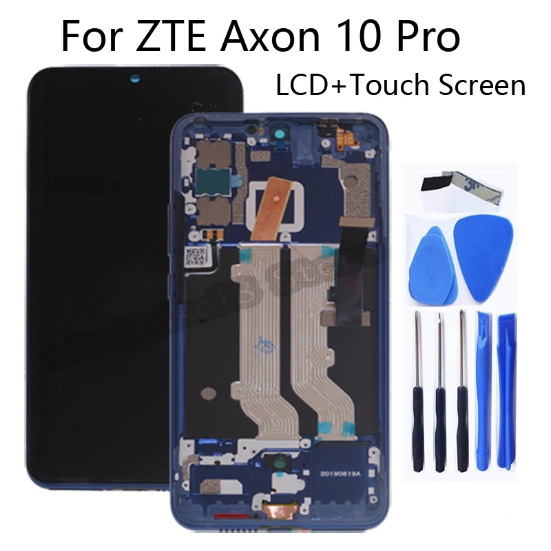Original AMOLED with frame For ZTE Axon 10 Pro 5G 4G LCD Display touch screen Digitizer Assembly For zte axon 10 pro Phone Parts
