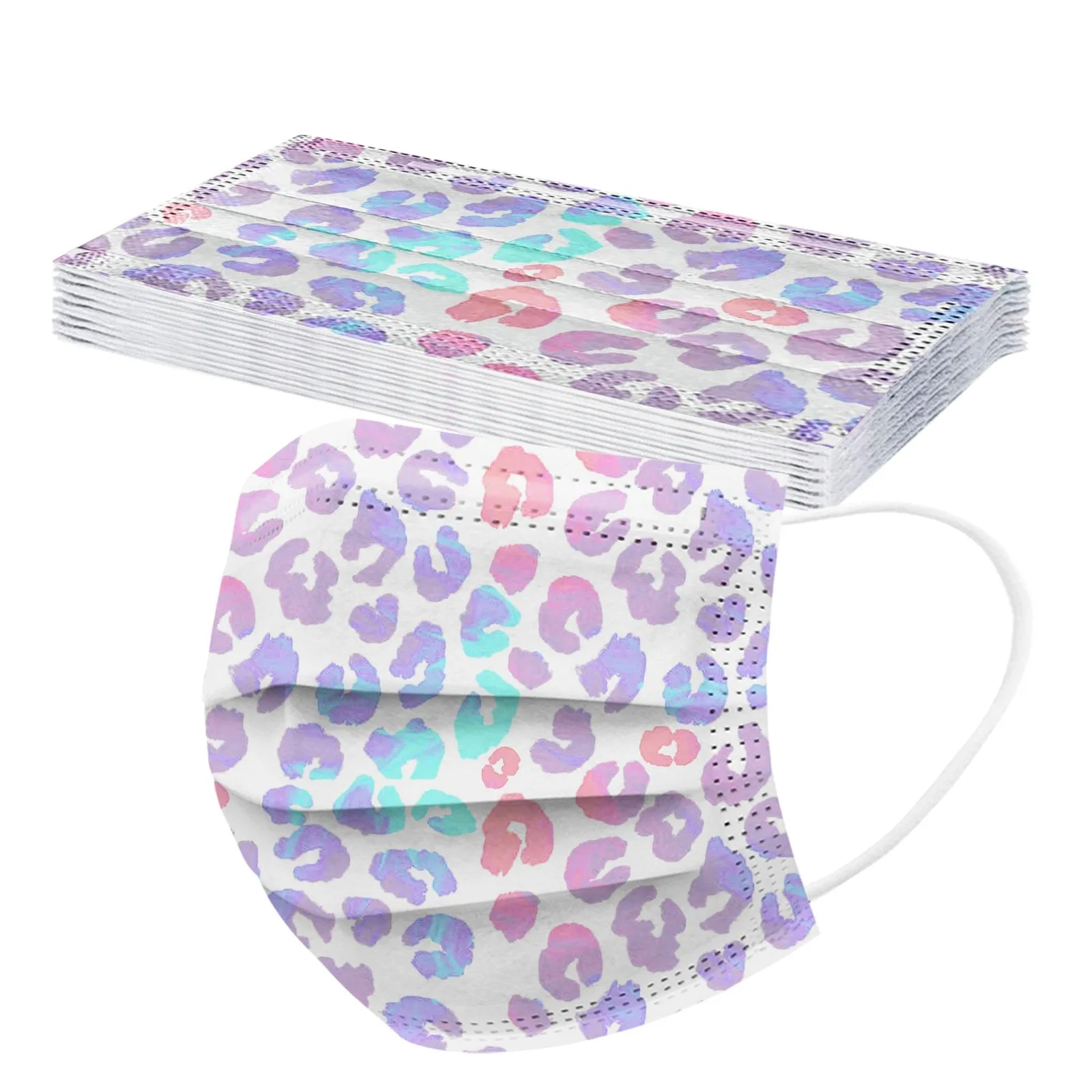 Маска для взрослых с леопардовым принтом 10 шт. 3-слойная одноразовая Пылезащитная