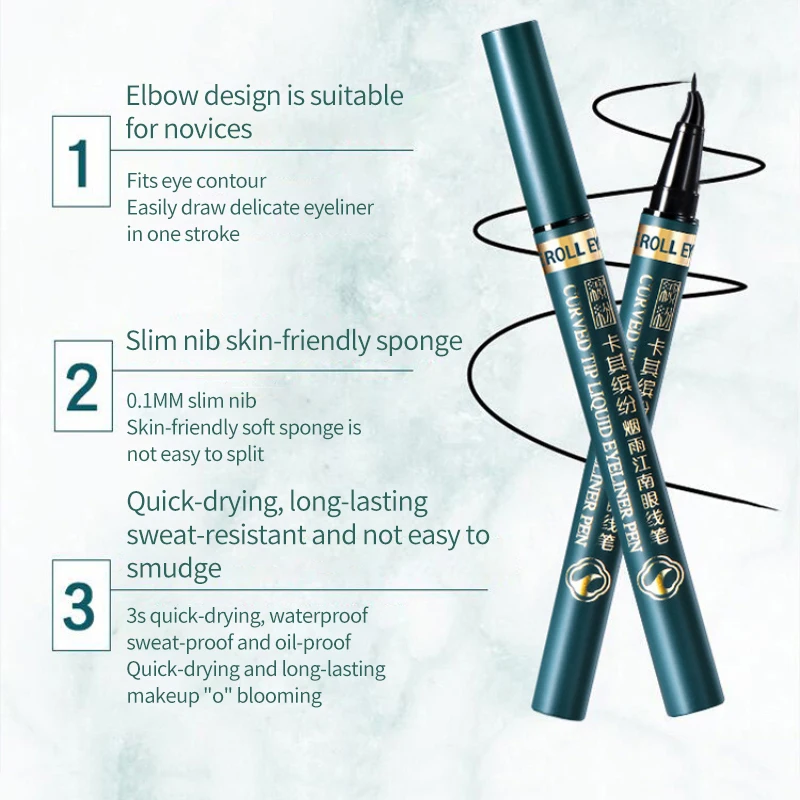 2 Color Quick-drying Black Eyeliner Waterproof Sweat-proof Long-lasting Brown Ultra-fine Liquid Pen Make Up Tools TSLM1 |