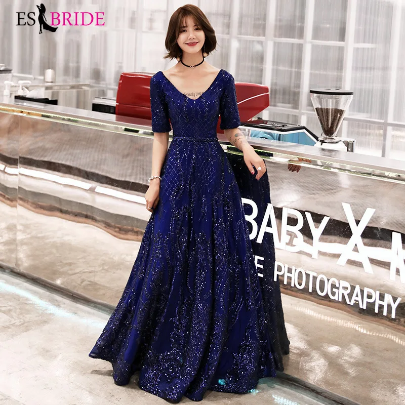 Платье женское вечернее с V образным вырезом Элегантное Длинное трапеция