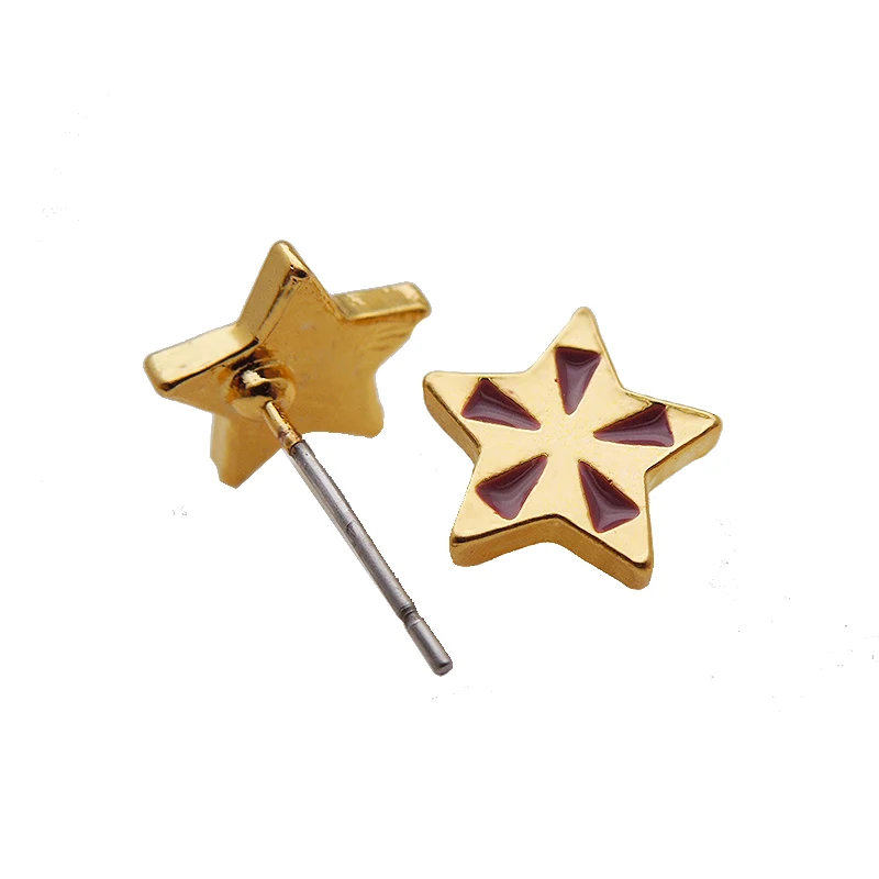10 пара/лот серьги в виде звезды гвоздики стиле панк Золотые с эмалью для женщин