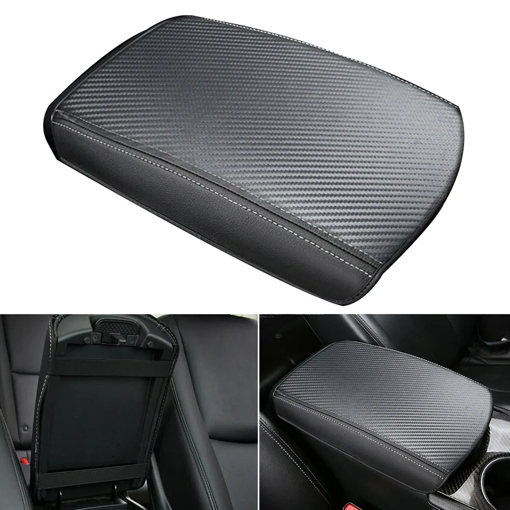 

1pc Carbon Fiber Leather Center Armrest Cover Automobiles Interior Decorative Styling Accessories For Infiniti Q50 2014-2019