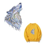 Модные Красочные патчи с головой волка, термонаклейки для самостоятельного изготовления одежды, футболок, термонаклейки, декоративная печать