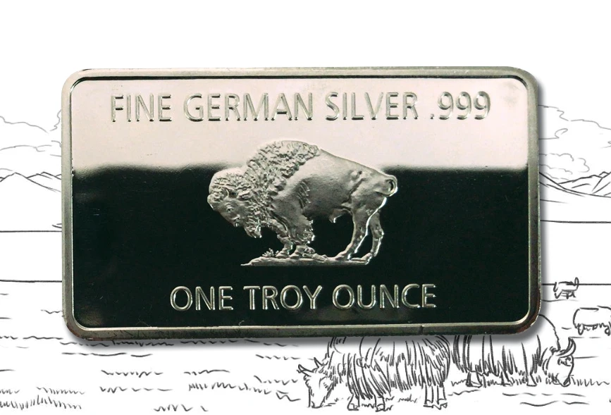 1 шт. немецкая мята Тройная унция буйвол Немецкая Серебряная слитка копия монет