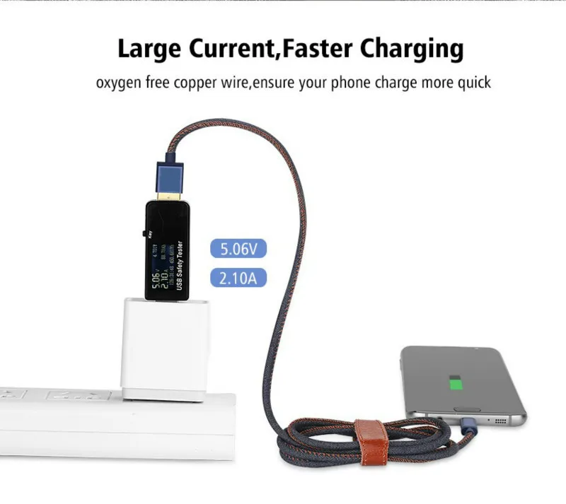 Denim USB Cable 1m 2m For iPhone/Micro/Type C Fast Charge Cable Cowboy Style Data Cable ChargingFor iPhone Sumsang Xiaomi Redmi