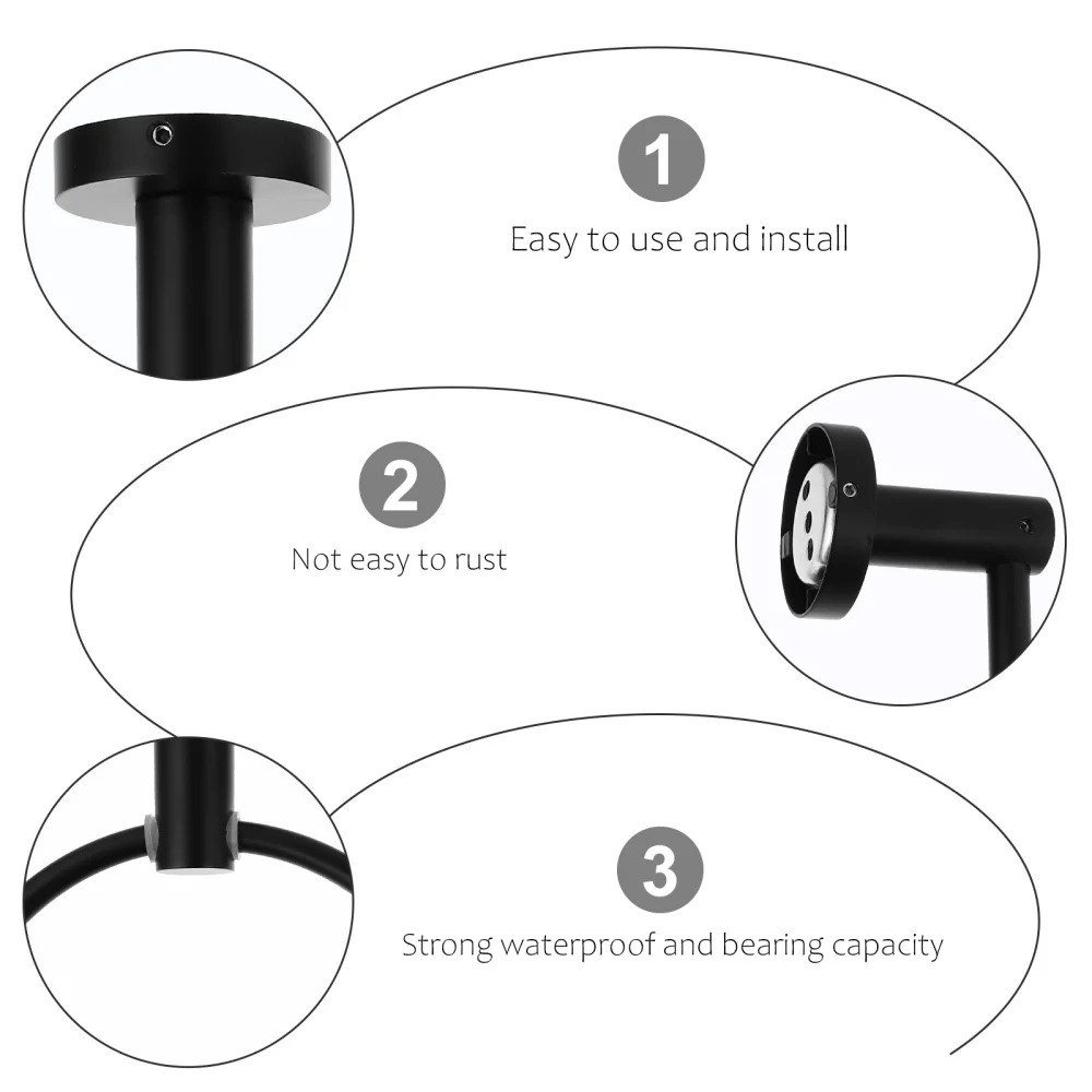 

2Pcs Wall-mounted Towel Ring Bathroom Towel Hanging Rod Paper Towel Rack