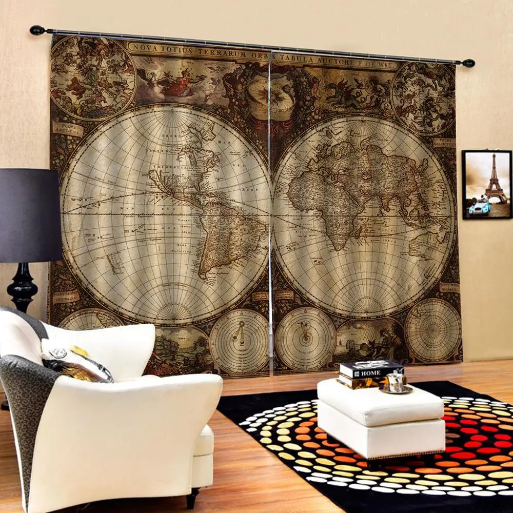 Карта шторы Индивидуальный размер роскошные затемненные 3D оконные для гостиной